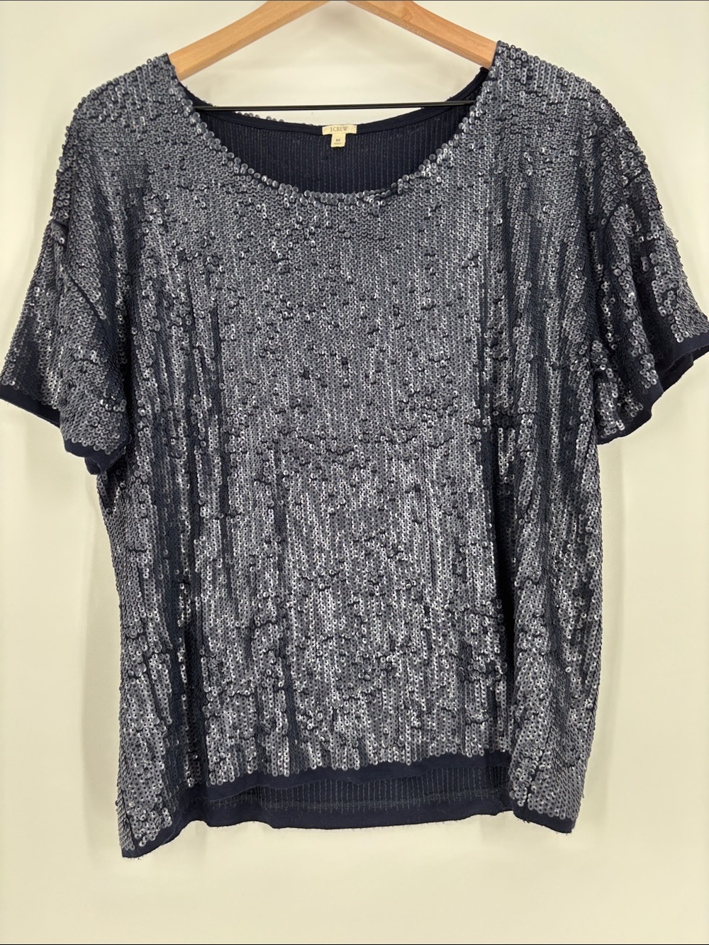 Jcrew navy large sequin top